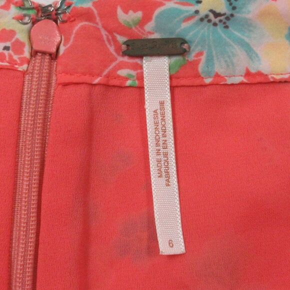 FREE PEOPLE Floral Flounce Coral SHORTS Women's Size 6 Flowy Ruffle Boho Shorts - Picture 8 of 14